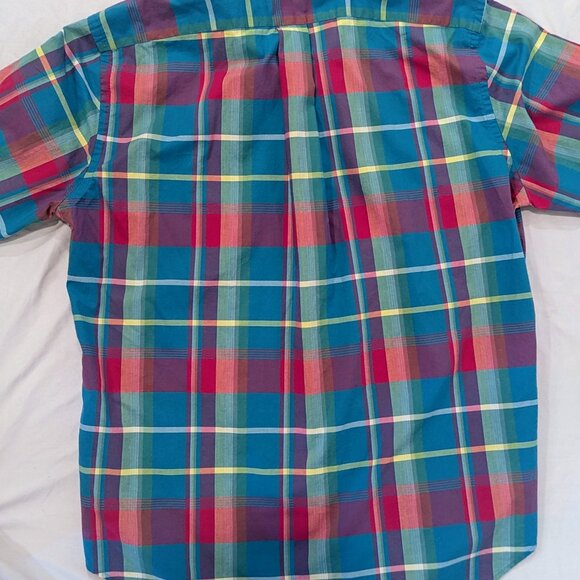 VTG 90s Duckhead Mens Colorful Plaid Button-Up Shirt Sz Large Short Sleeve - Picture 2 of 7